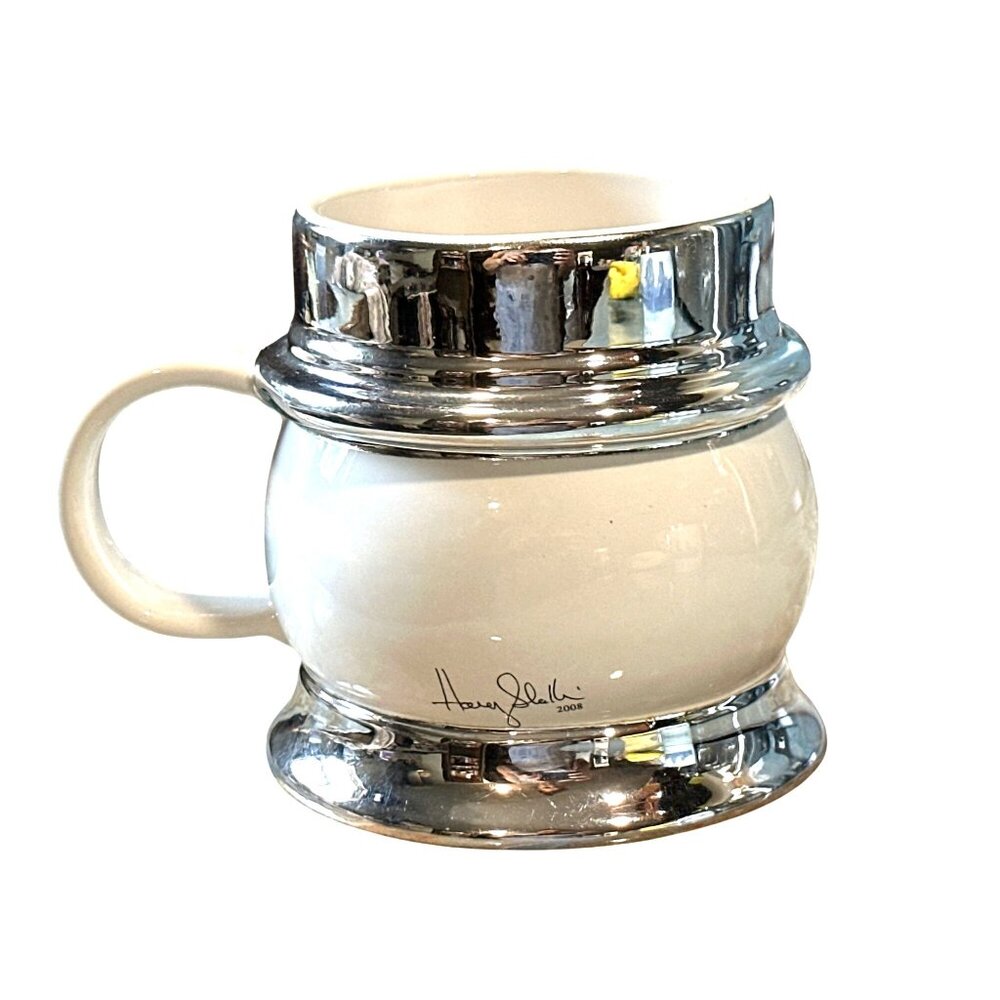 Harry Slatkin Ceramic Mug Silver Accents Embossed Smiley Cocoa Art Mug Collector - Picture 4 of 10